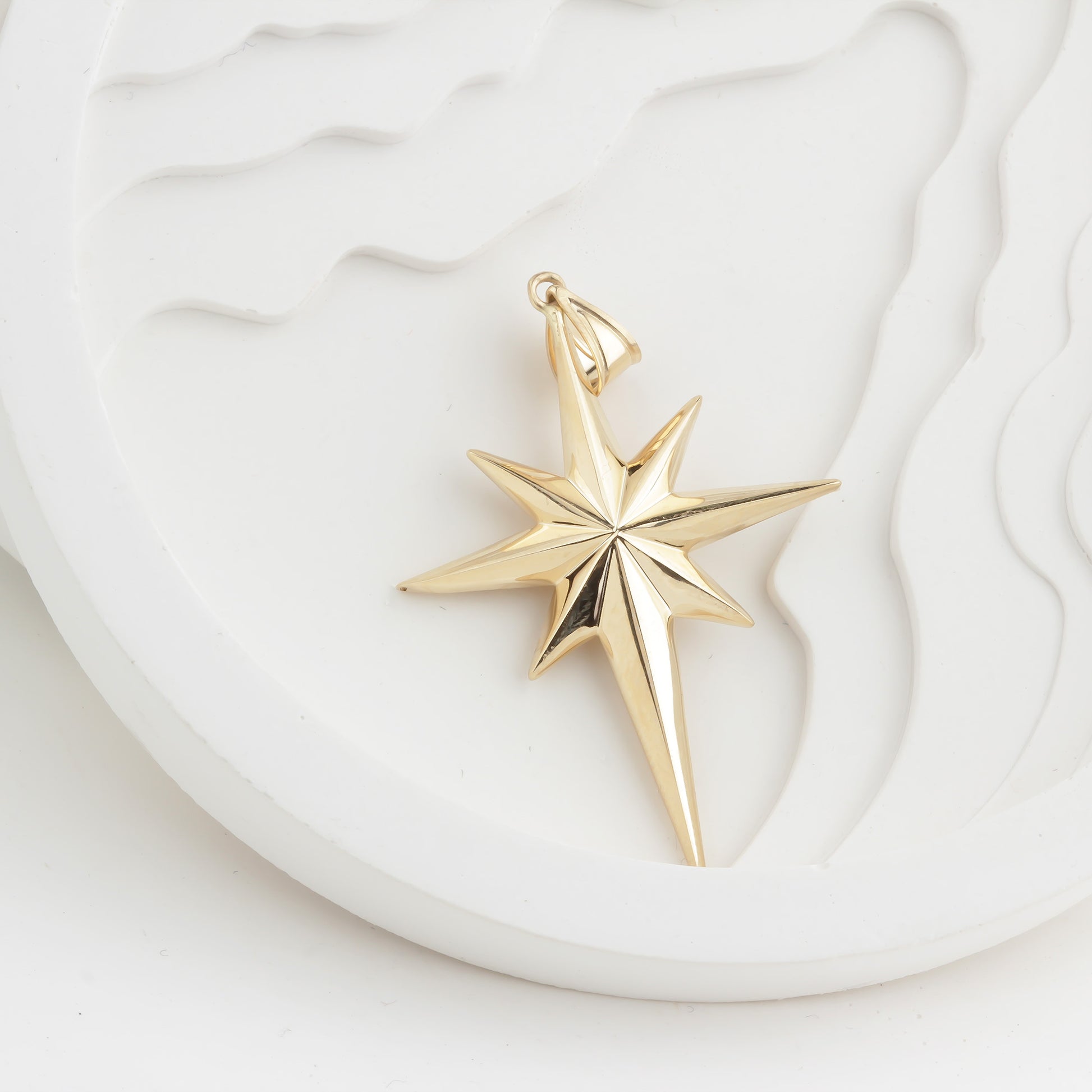 14k Solid Gold North Star Pendant - alternate view 3