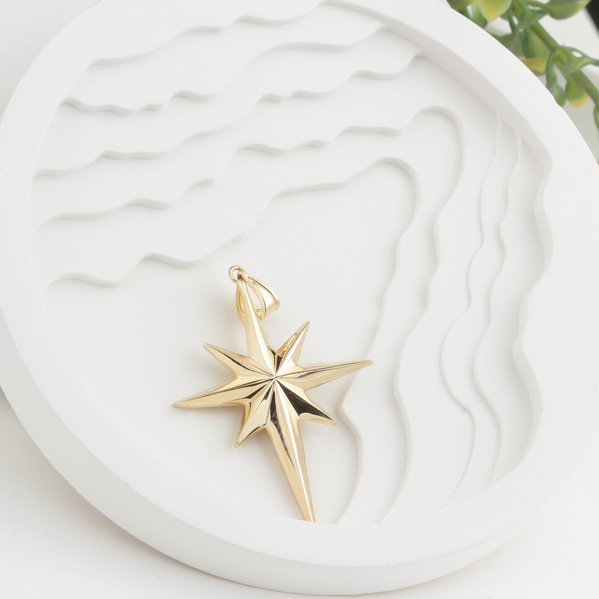 14k Solid Gold North Star Pendant - alternate view 4