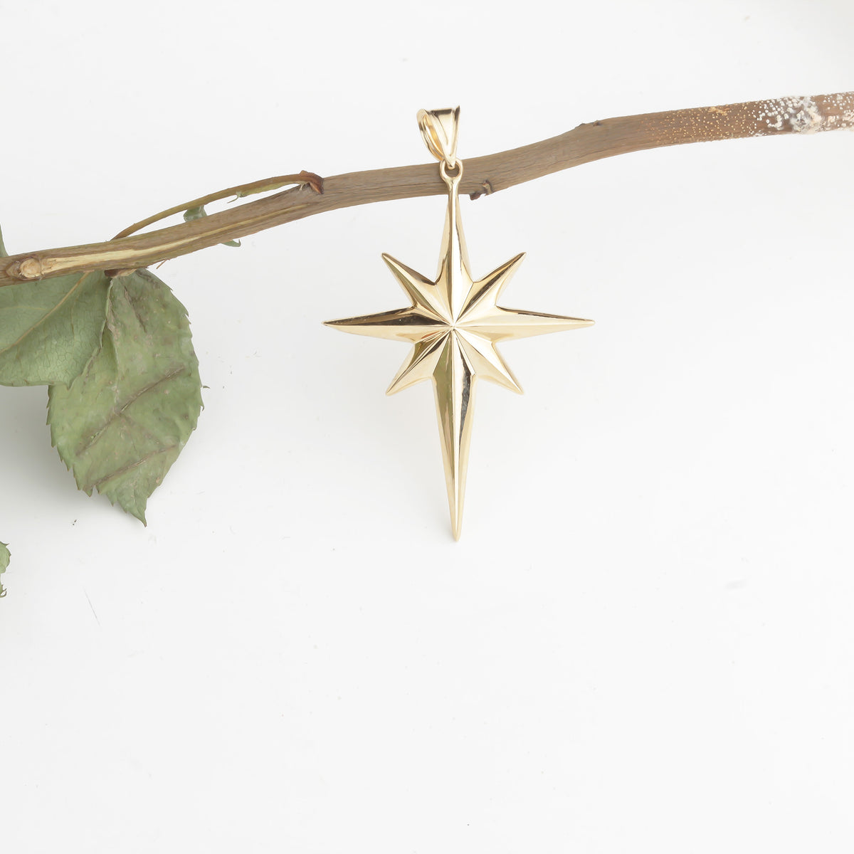 14k Solid Gold North Star Pendant - alternate view 5