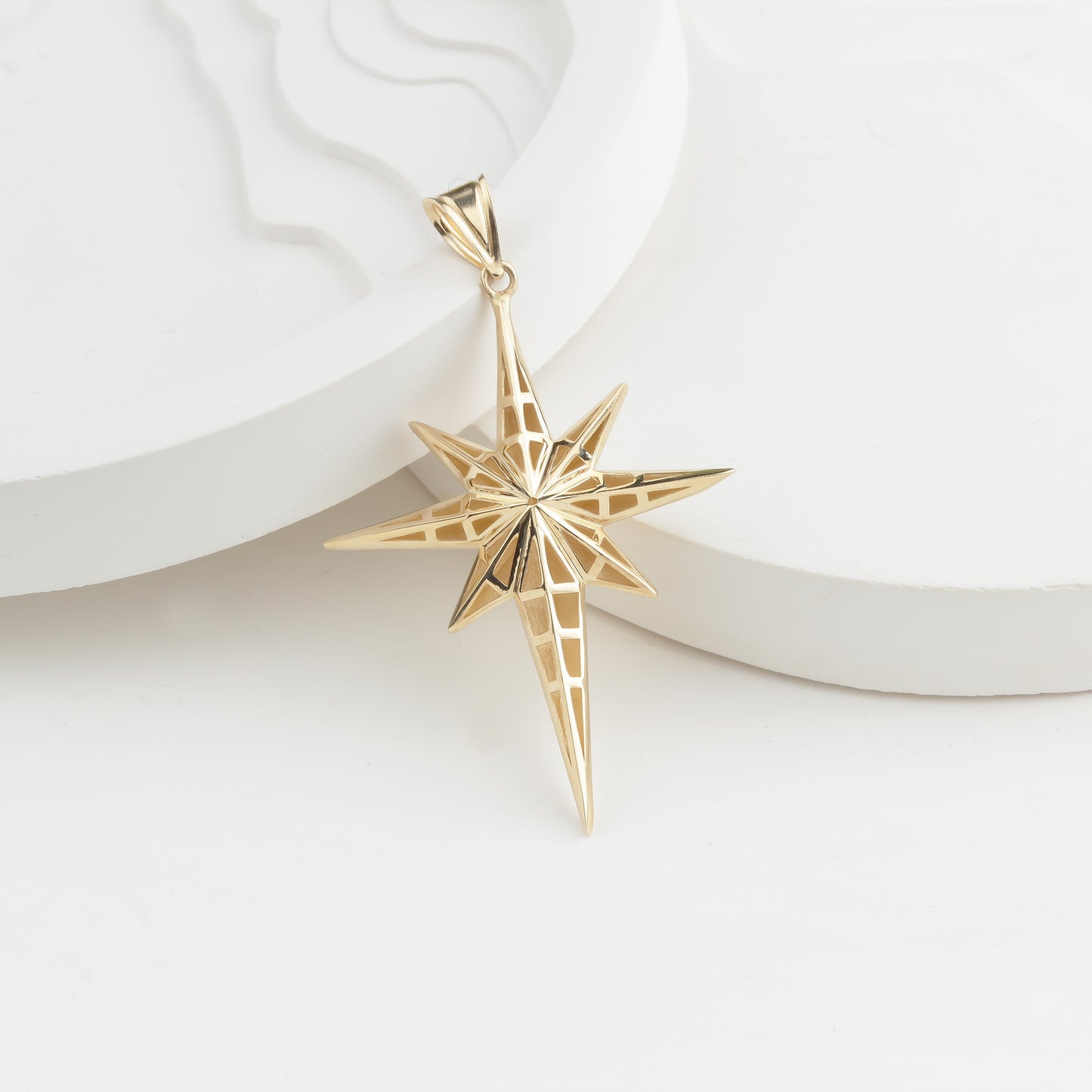 14k Solid Gold North Star Pendant - alternate view 6