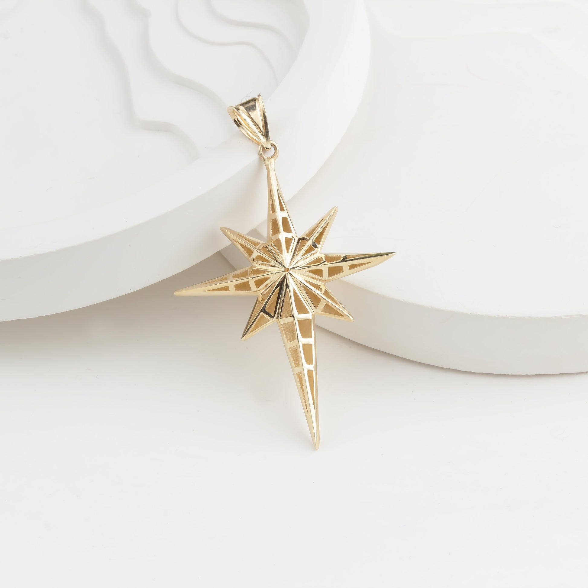 14k Solid Gold North Star Pendant - alternate view 6