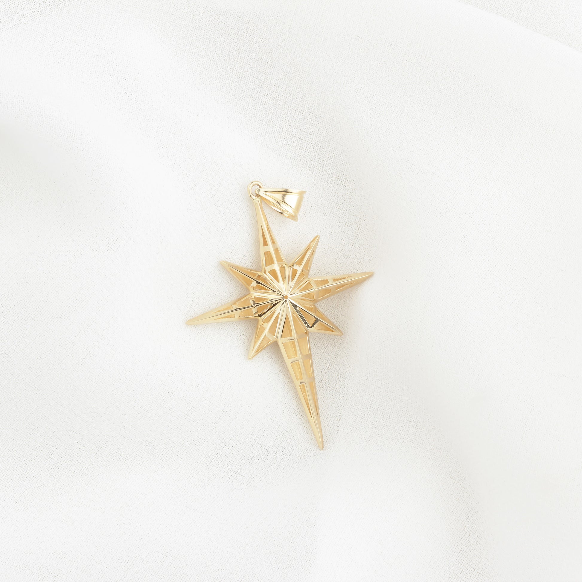 14k Solid Gold North Star Pendant - alternate view 7