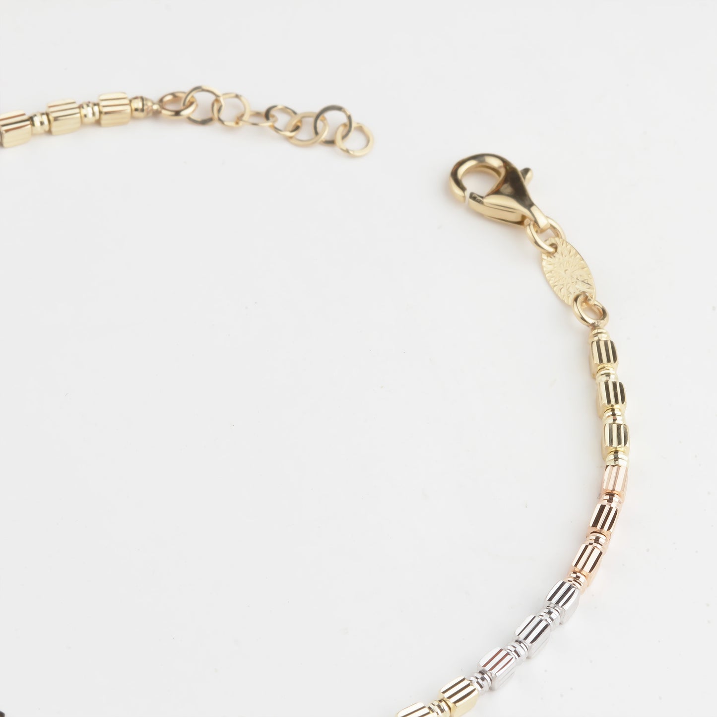 14k Solid Gold Three-Tone Bracelet - alternate view 2