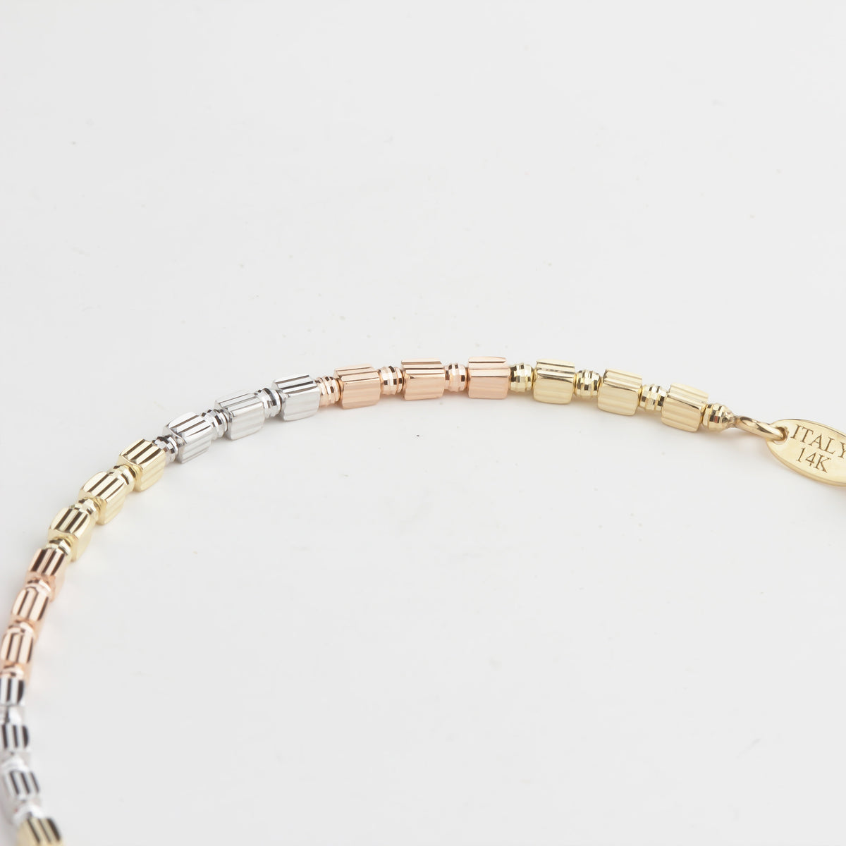 14k Solid Gold Three-Tone Bracelet - alternate view 3