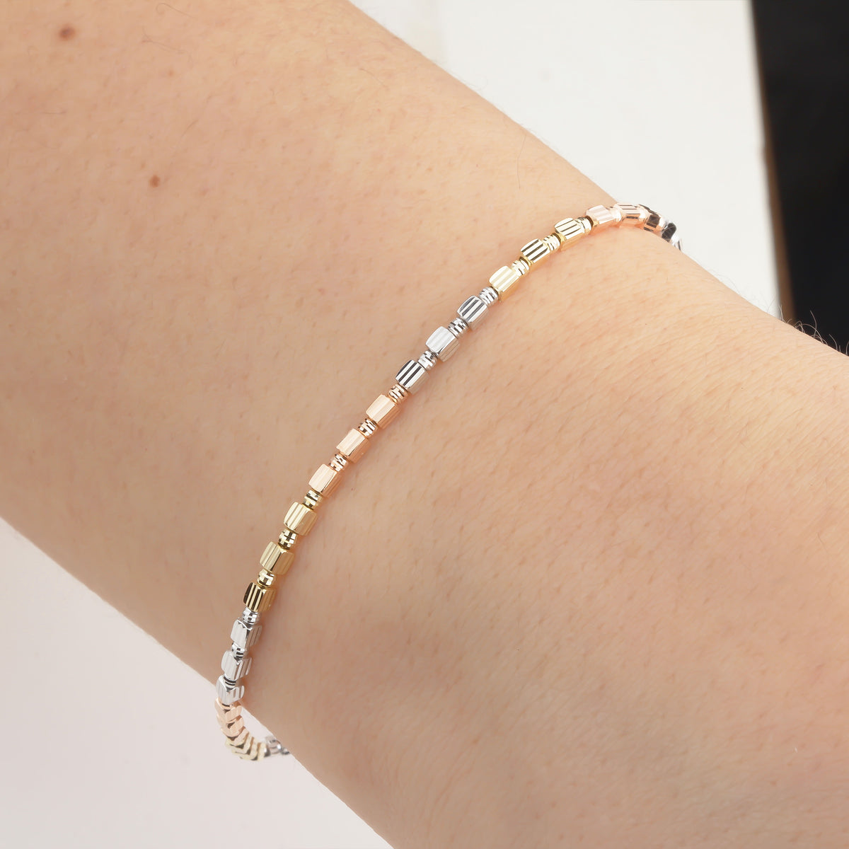 14k Solid Gold Three-Tone Bracelet - alternate view 5