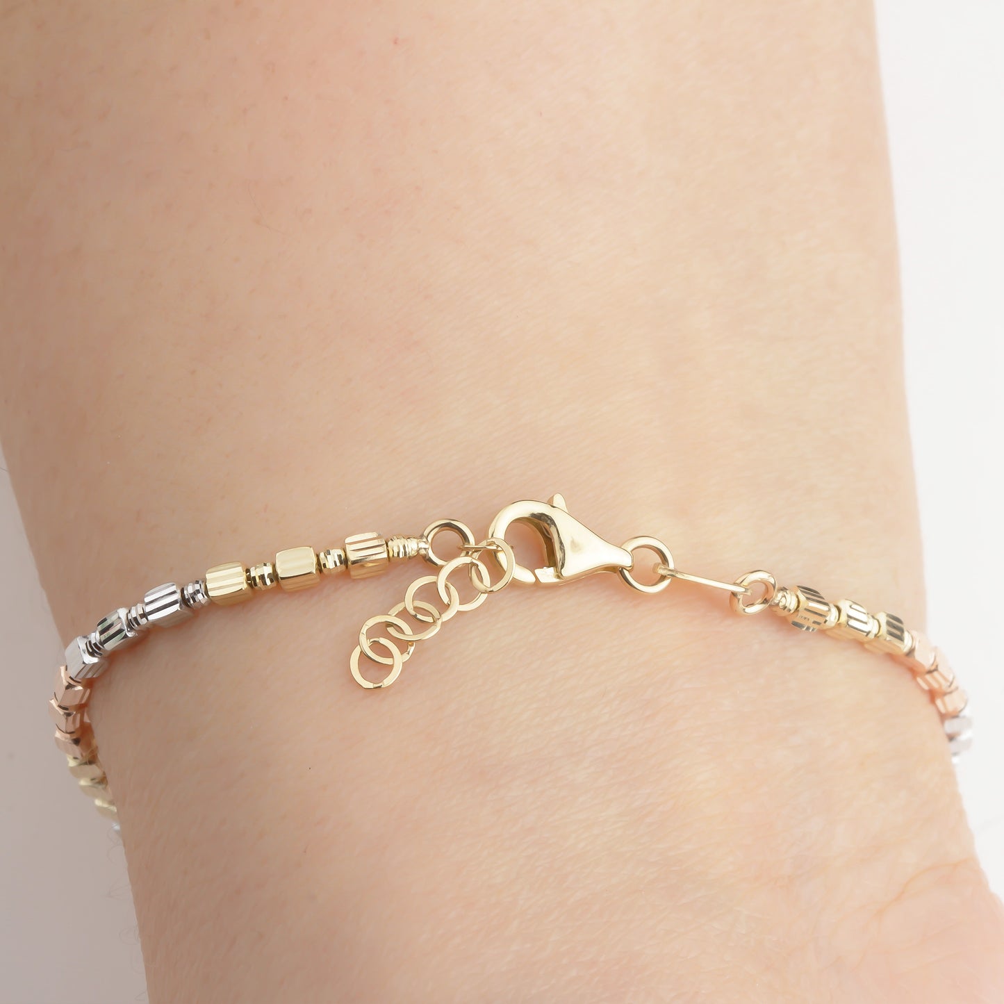 14k Solid Gold Three-Tone Bracelet - alternate view 6