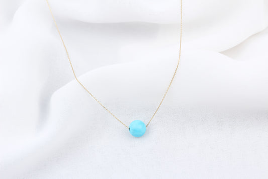 14k Solid Gold Turquoise Necklace - alternate view 2