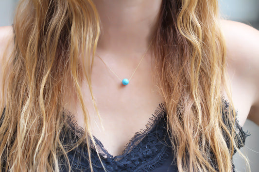 14k Solid Gold Turquoise Necklace