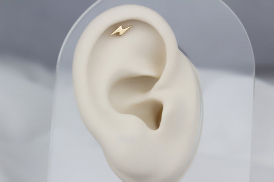 14k Solid Gold Lightning Helix Piercing - alternate view 2