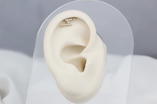 14k Solid Gold Lightning Helix Piercing - alternate view 2