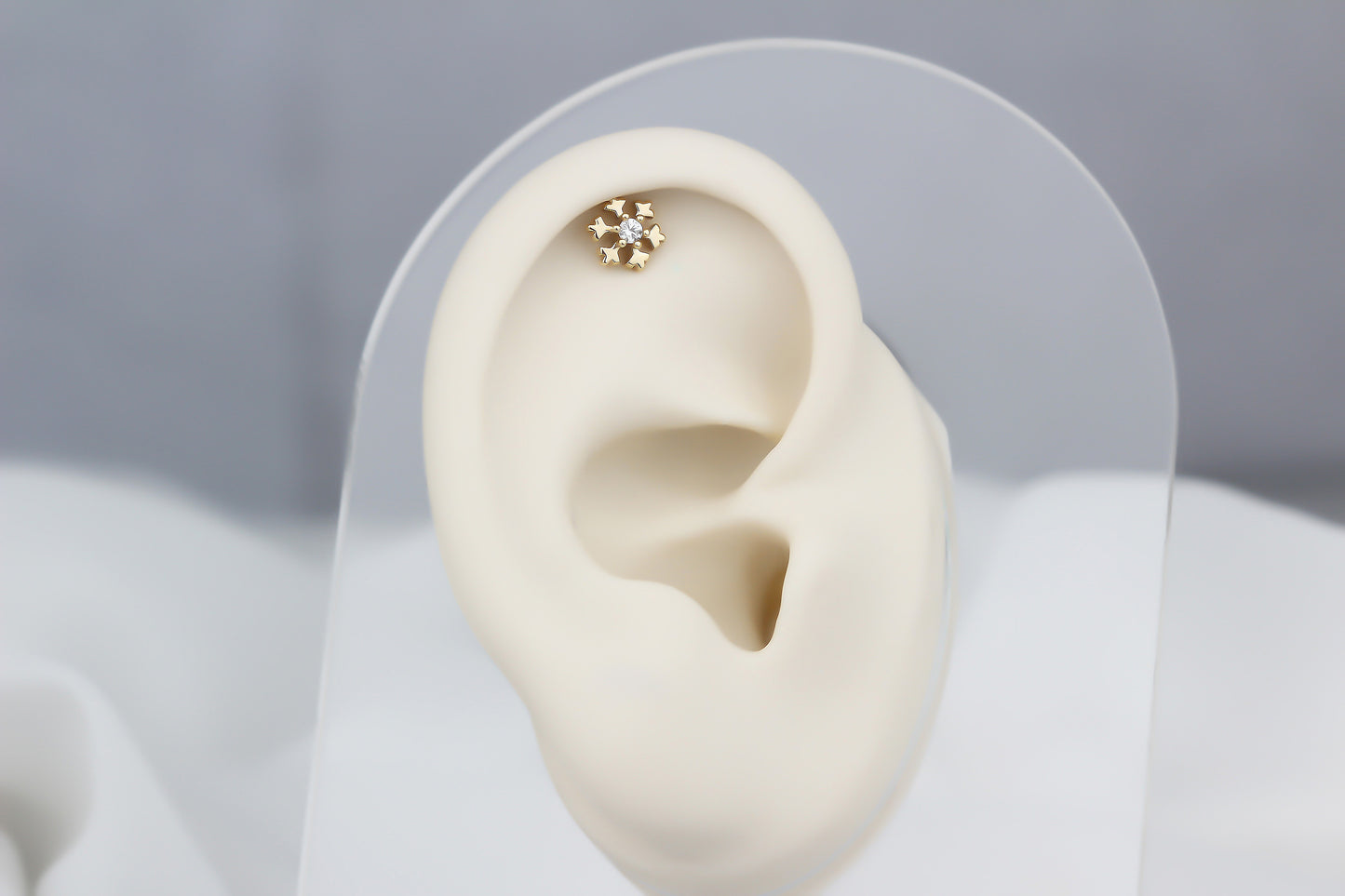 14k Solid Gold Snowflake Helix Piercing - alternate view 2