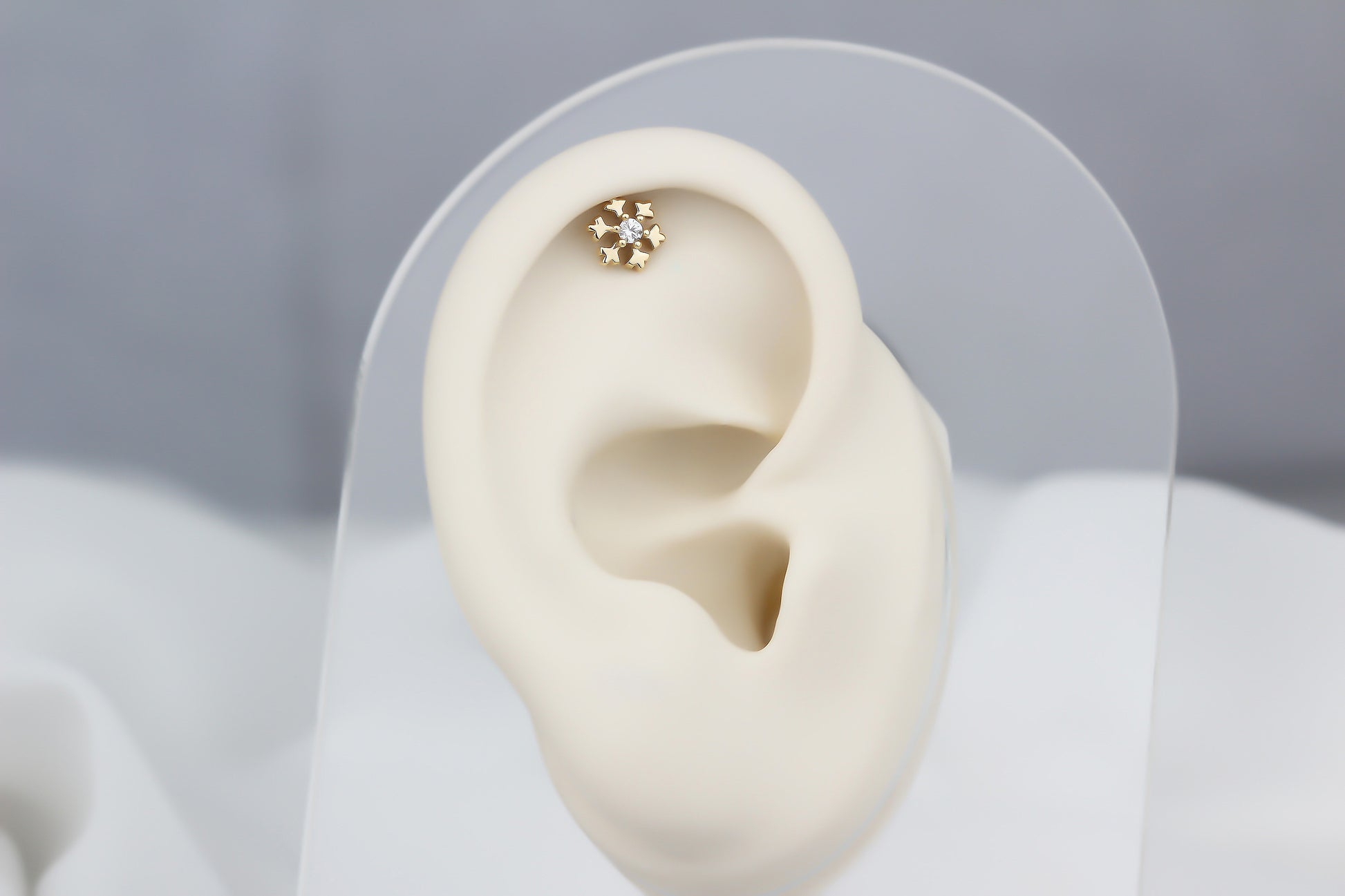 14k Solid Gold Snowflake Helix Piercing - alternate view 2