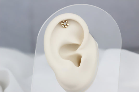 14k Solid Gold Snowflake Helix Piercing - alternate view 2