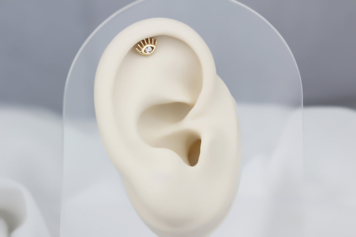 14k Solid Gold Eye Helix Piercing - alternate view 2