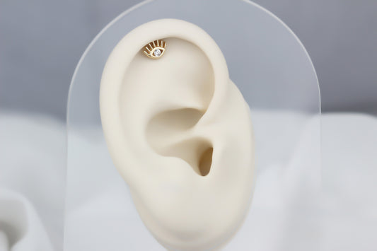 14k Solid Gold Eye Helix Piercing - alternate view 2