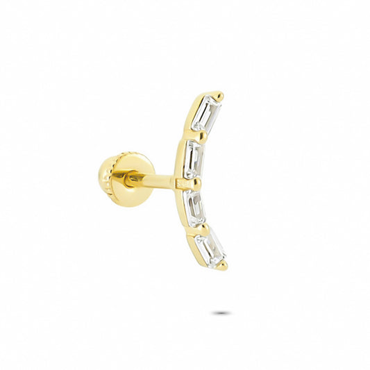 14k Solid Gold Baguette Helix Piercing