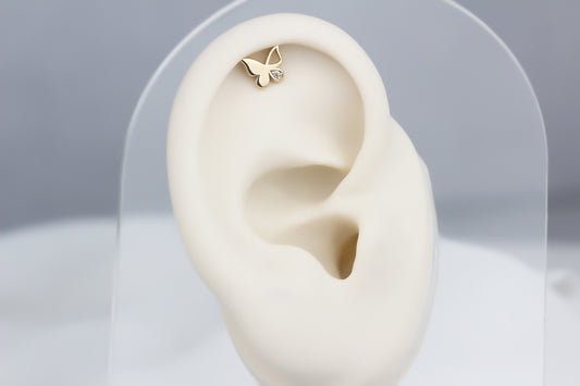14k Solid Gold Butterfly Helix Piercing - alternate view 2