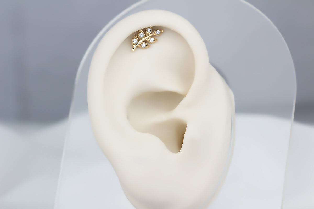 14k Solid Gold Leaf Helix Piercing - alternate view 3