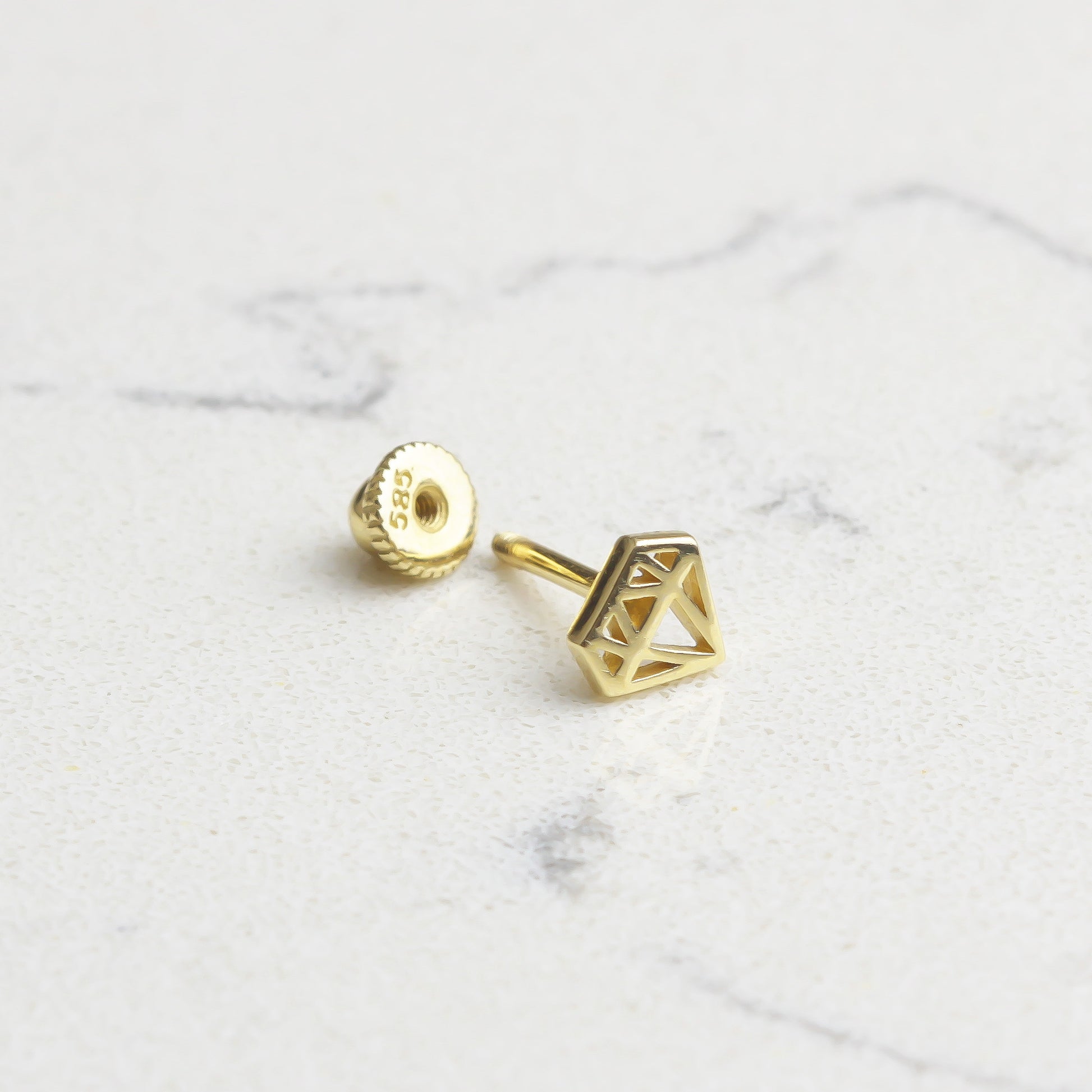 14k Solid Gold Diamond Helix Piercing - alternate view 2