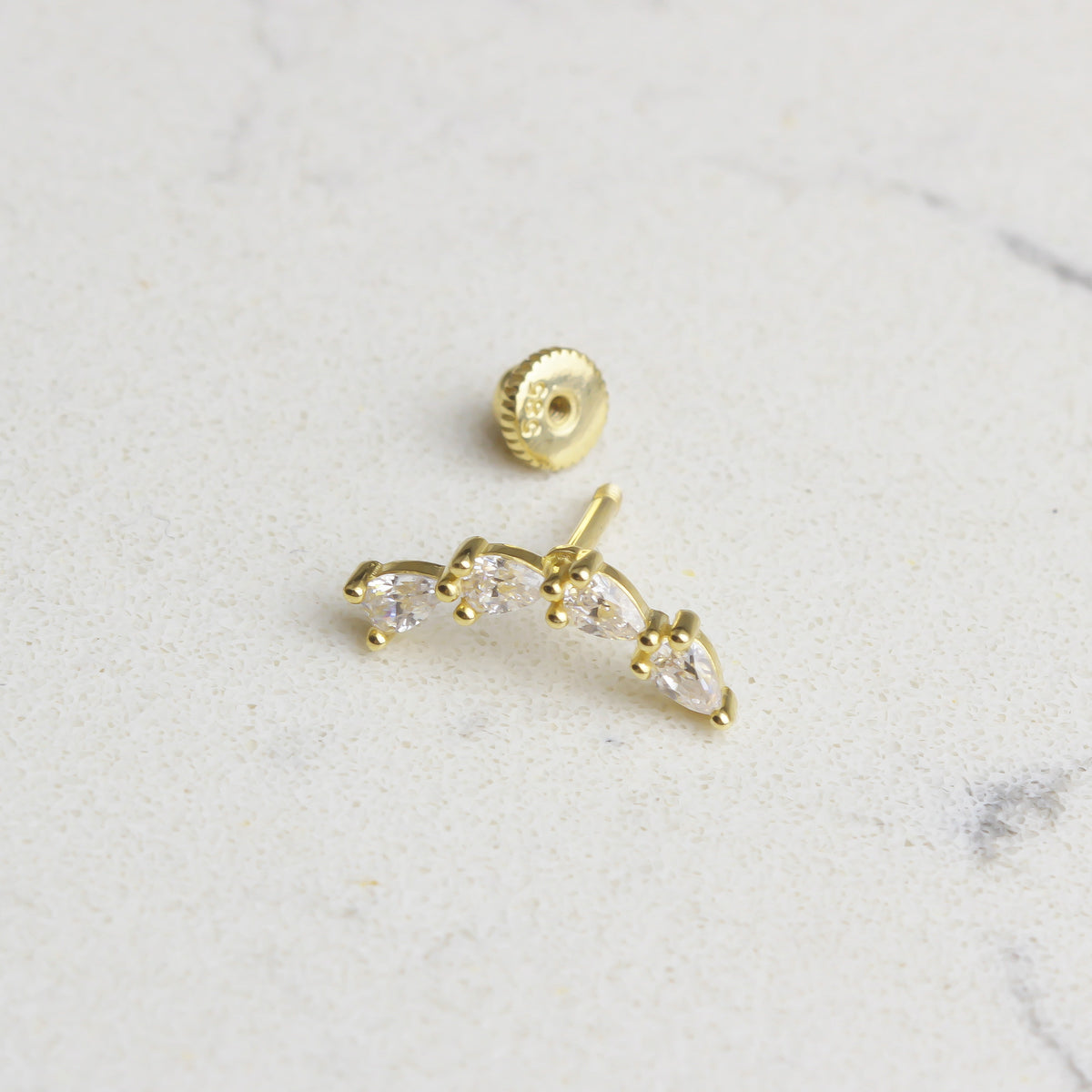 14k Solid Gold Geometric Helix Piercing - alternate view 2