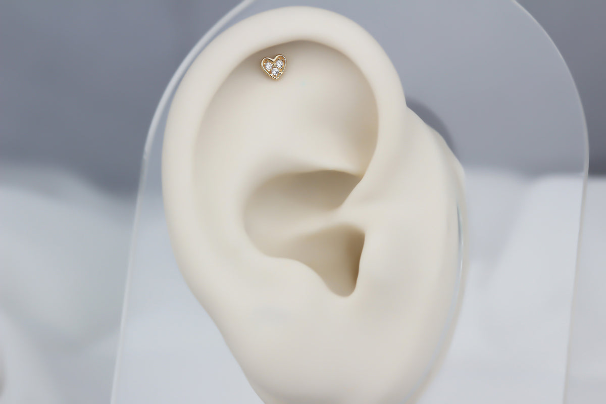 14k Solid Gold Heart Helix Piercing - alternate view 3