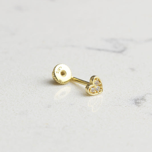14k Solid Gold Heart Helix Piercing - alternate view 2