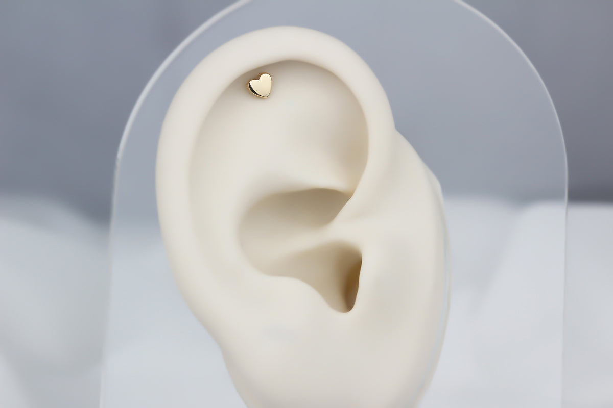 14k Solid Gold Heart Helix Piercing - alternate view 3