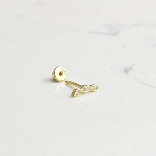 14k Solid Gold Three Stone Helix Piercing - alternate view 2