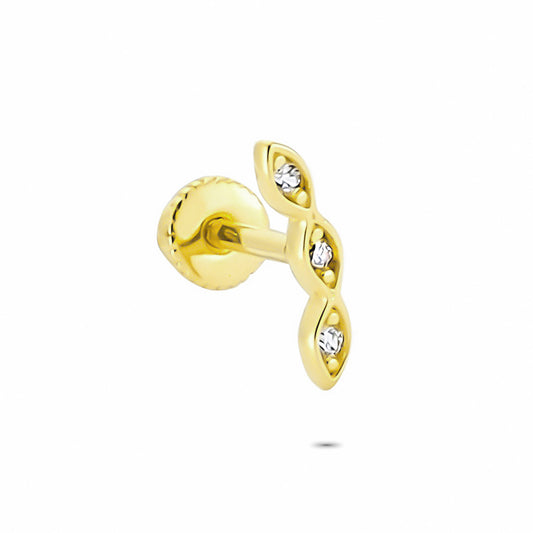 14k Solid Gold Three Stone Helix Piercing