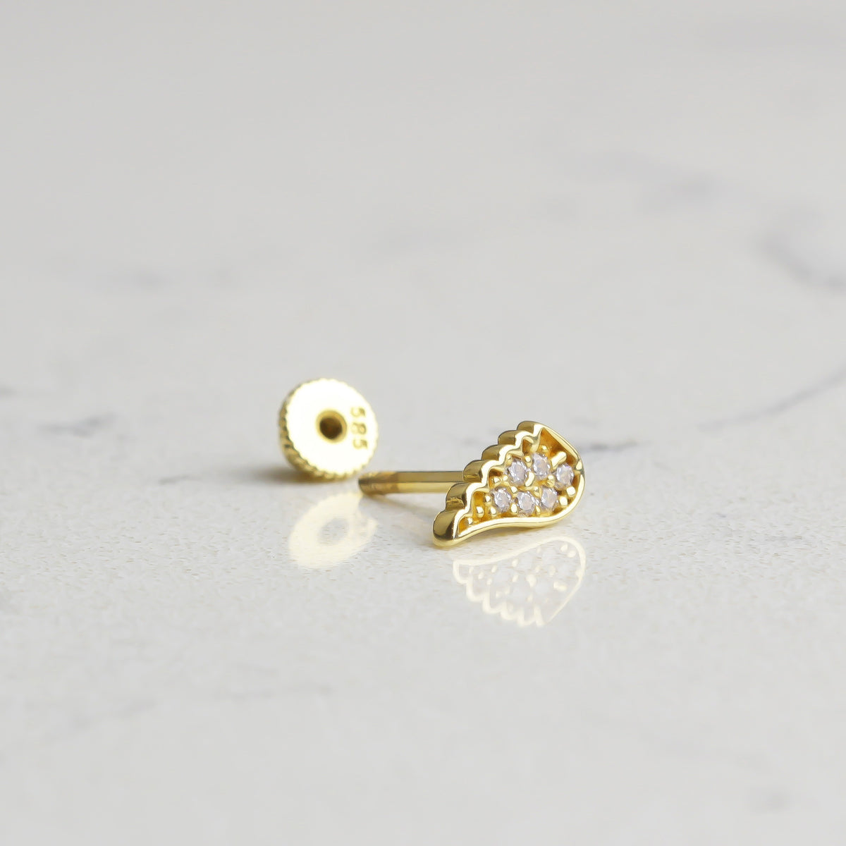 14k Solid Gold Angel Wing Helix Piercing - alternate view 2
