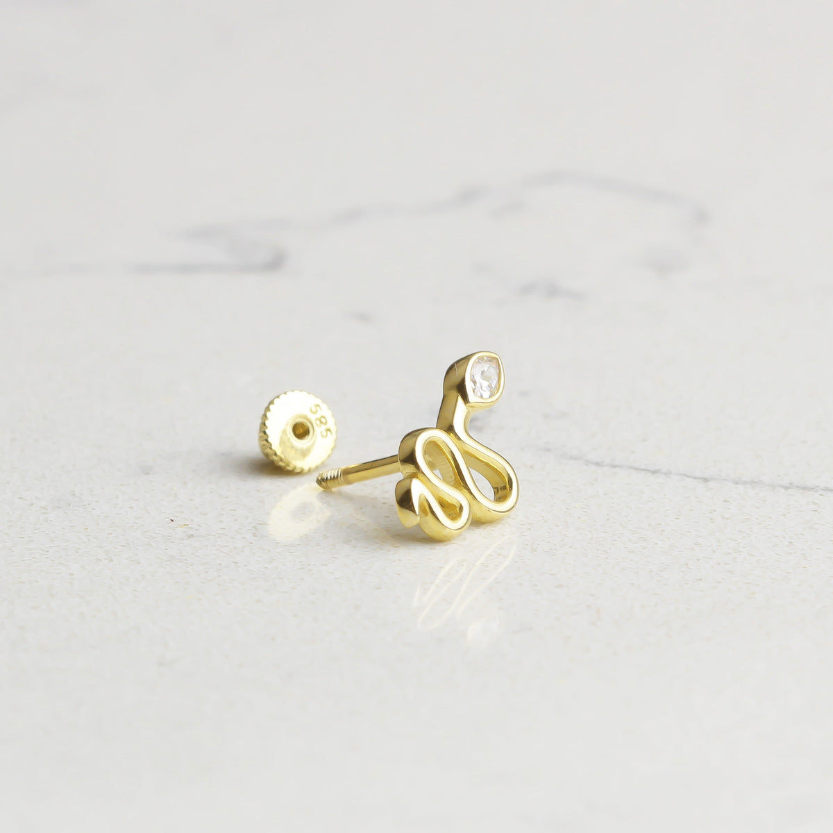 14k Solid Gold Snake Helix Piercing - alternate view 2