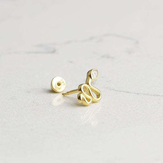 14k Solid Gold Snake Helix Piercing - alternate view 2