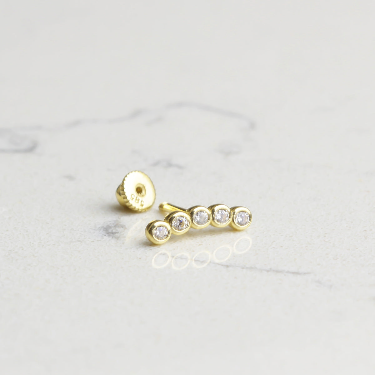 14k Solid Gold Five Stone Helix Piercing - alternate view 2