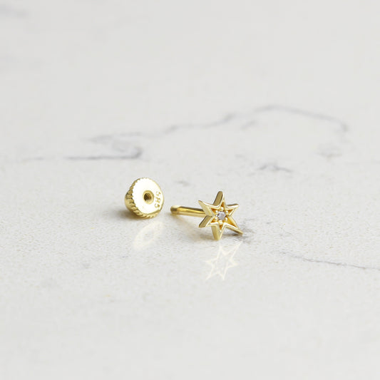 14k Solid Gold Pole Star Helix Piercing - alternate view 2
