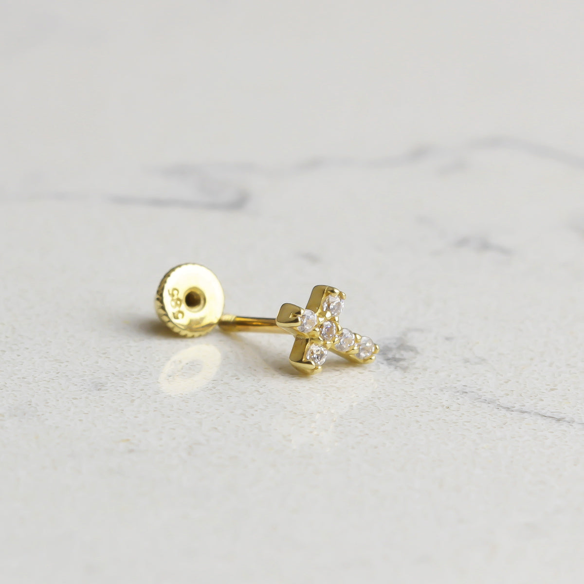 14k Solid Gold Cross Helix Piercing - alternate view 2
