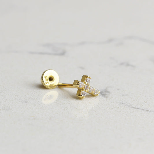 14k Solid Gold Cross Helix Piercing - alternate view 2