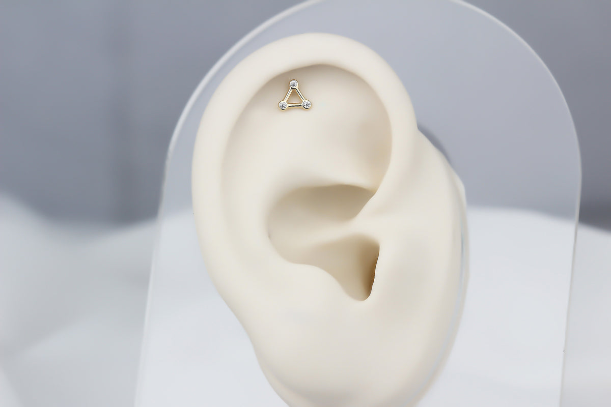 14k Solid Gold Triangle Helix Piercing - alternate view 3