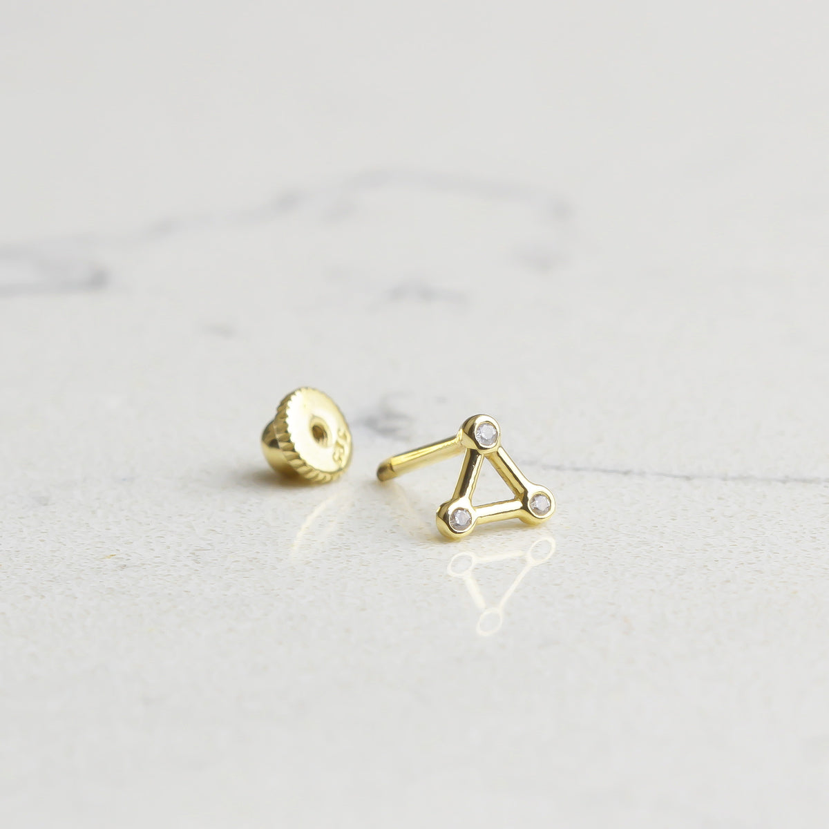 14k Solid Gold Triangle Helix Piercing - alternate view 2