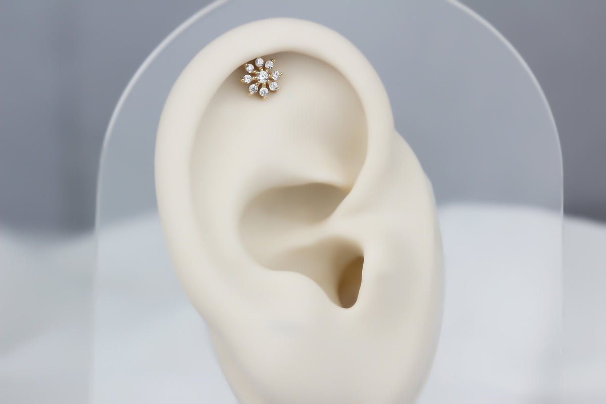 14k Solid Gold Flower Helix Piercing - alternate view 3