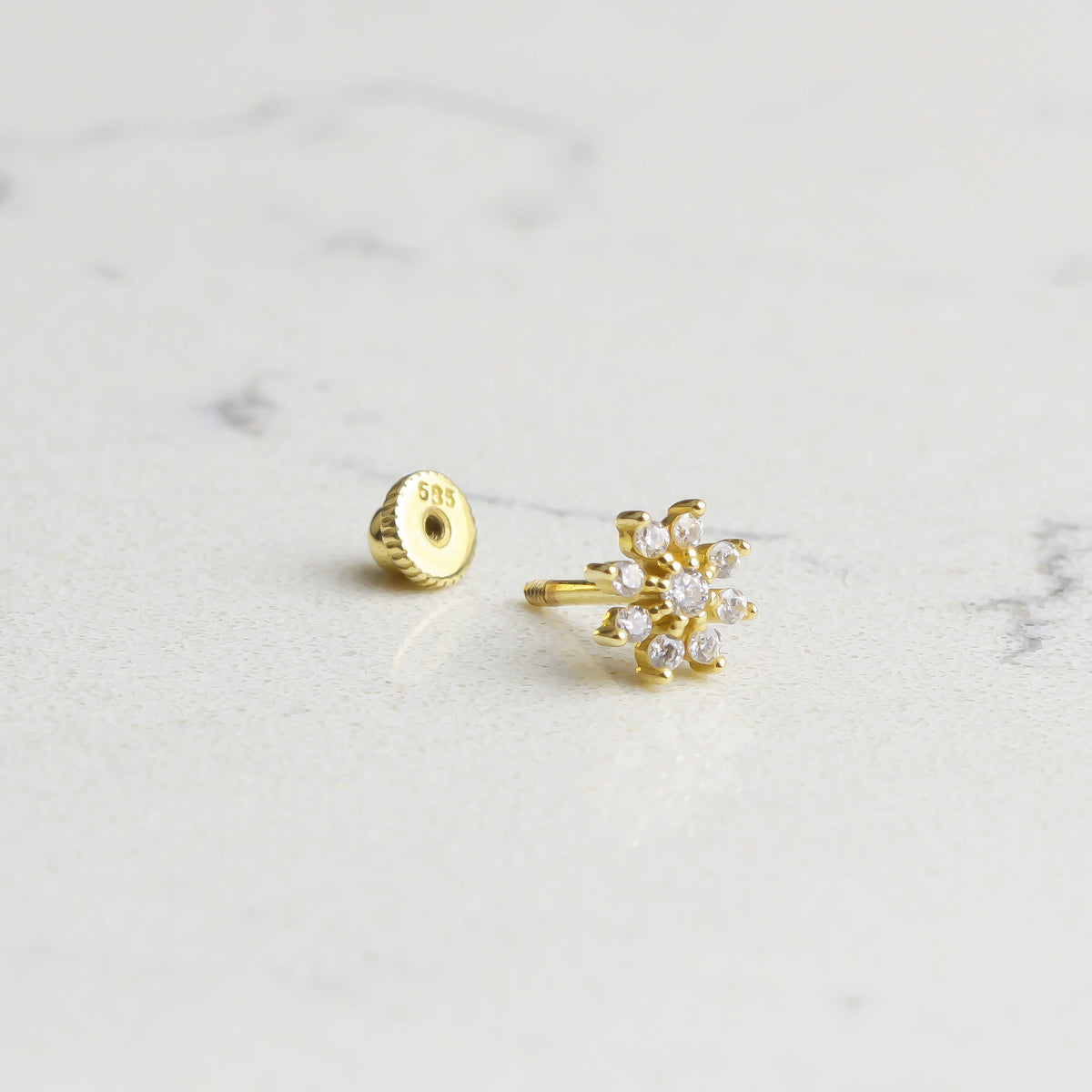 14k Solid Gold Flower Helix Piercing - alternate view 2