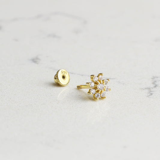 14k Solid Gold Flower Helix Piercing - alternate view 2