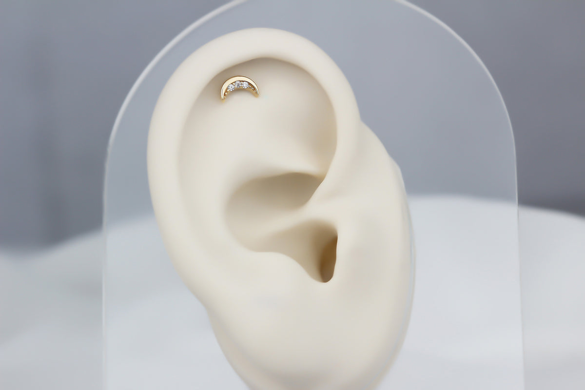 14k Solid Gold Moon Helix Piercing - alternate view 3