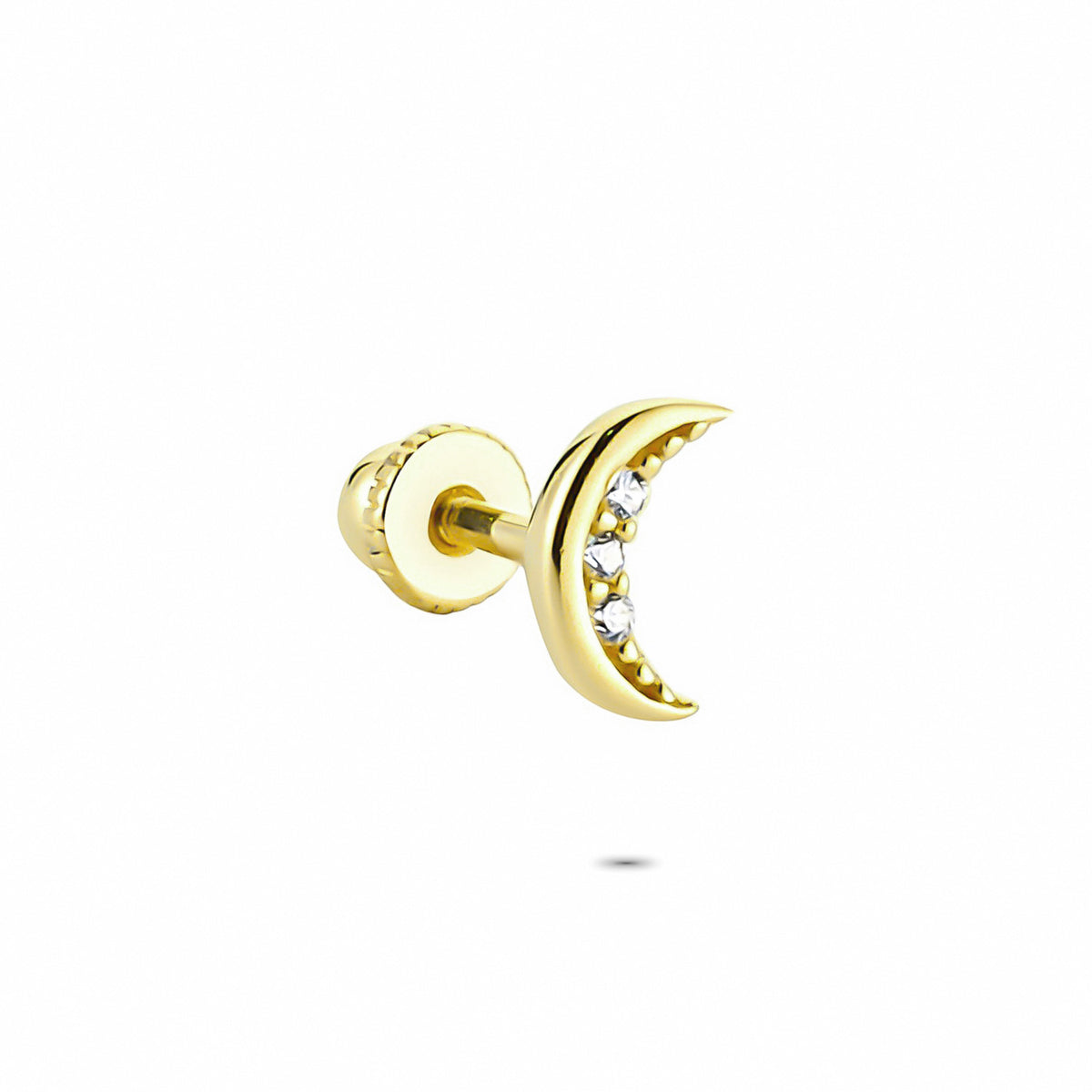 14k Solid Gold Moon Helix Piercing