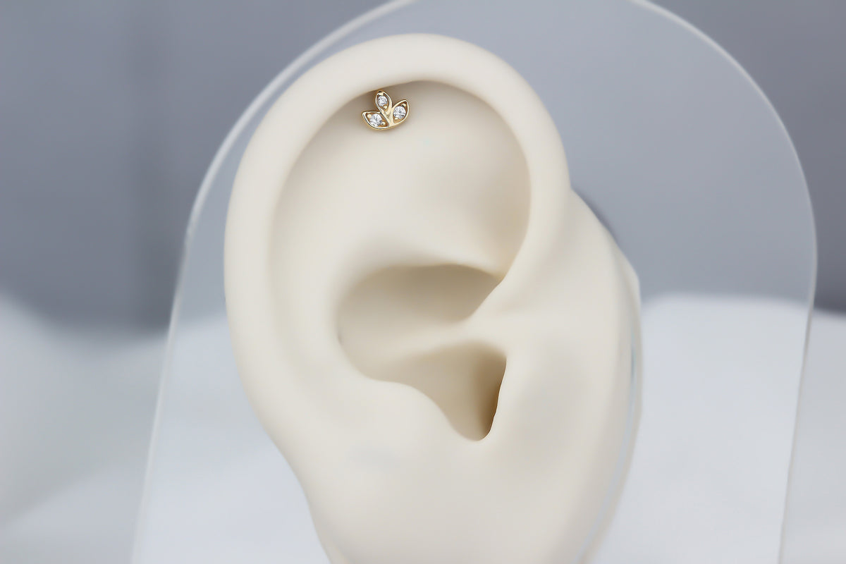 14k Solid Gold Flower Helix Piercing - alternate view 3