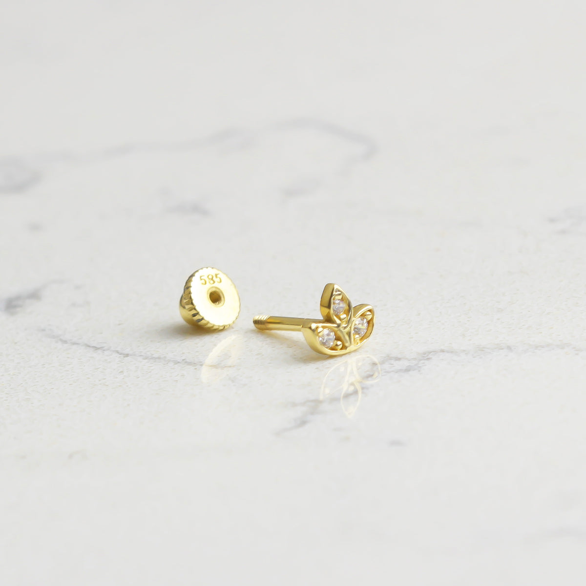14k Solid Gold Flower Helix Piercing - alternate view 2