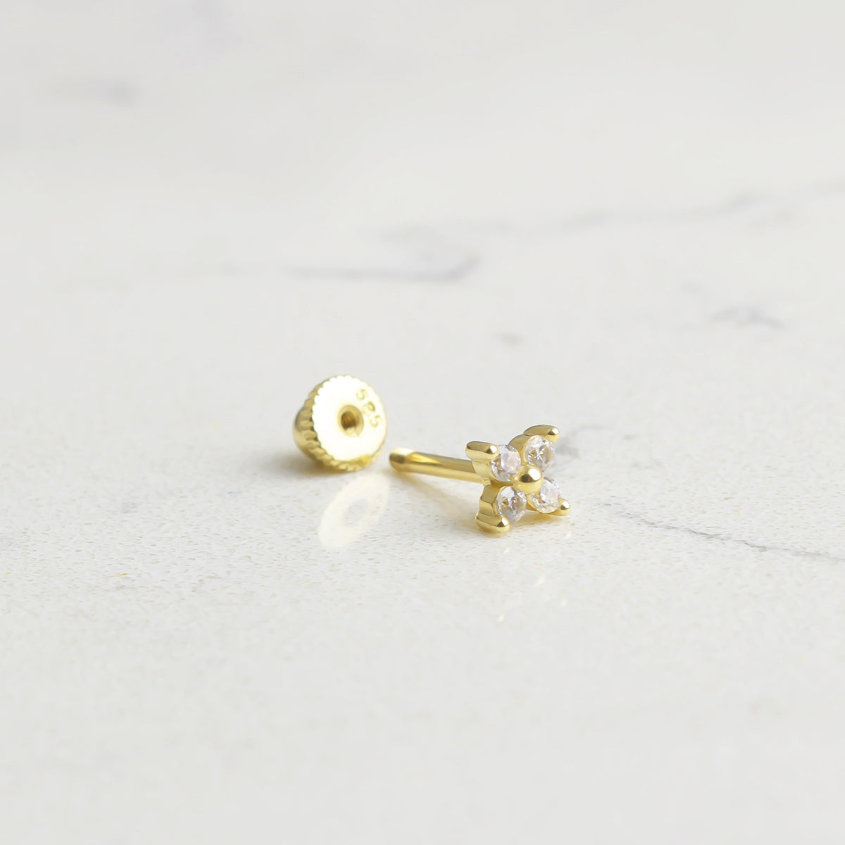 14k Solid Gold Clover Helix Piercing - alternate view 2