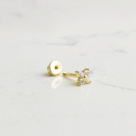14k Solid Gold Clover Helix Piercing - alternate view 2