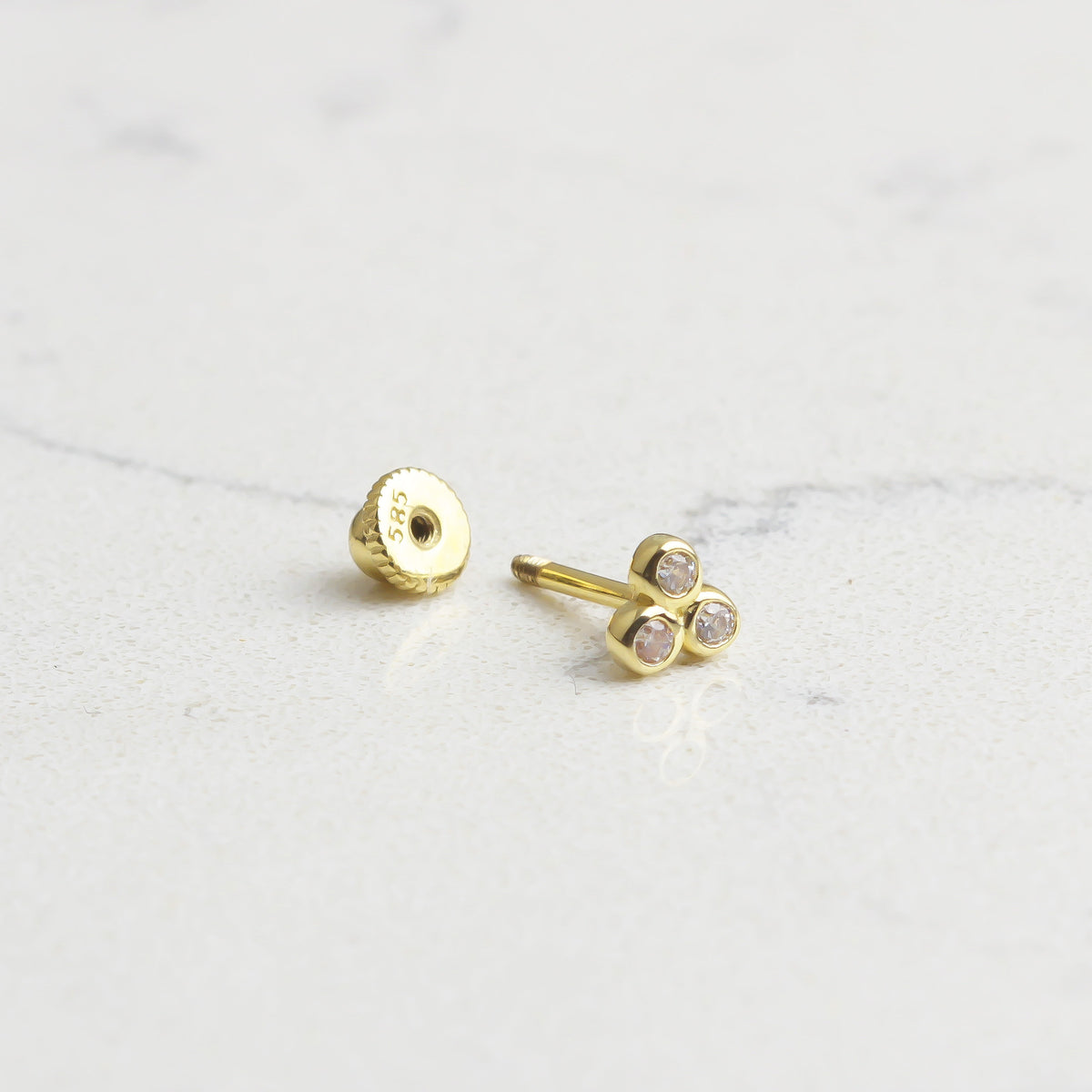 14k Solid Gold Three Stone Helix Piercing - alternate view 2