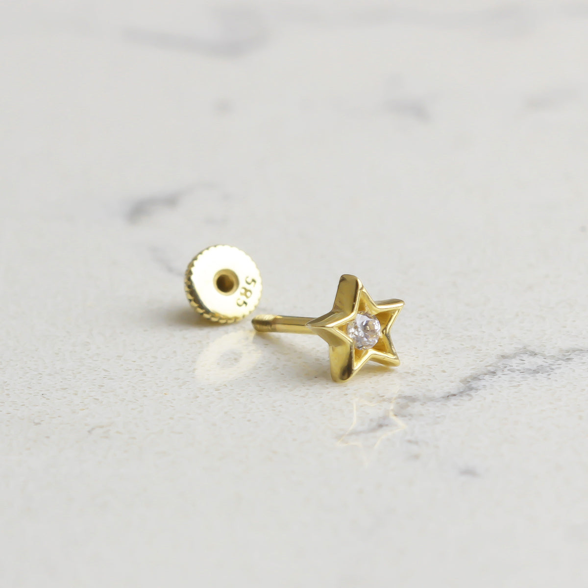 14k Solid Gold Star Helix Piercing - alternate view 2