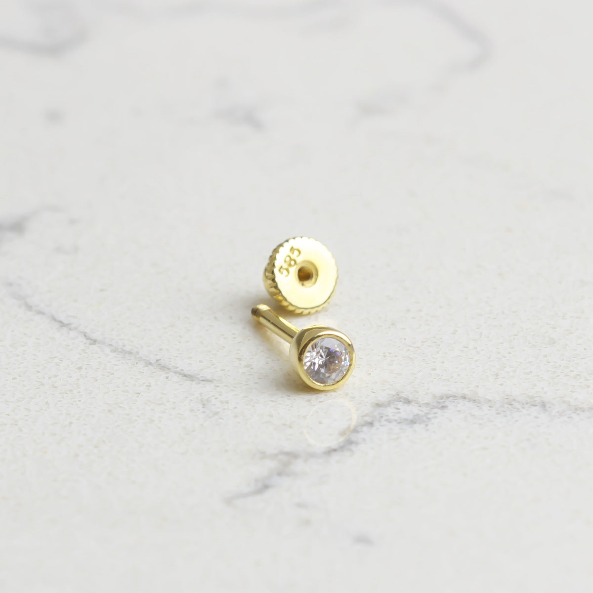 14k Solid Gold Solitaire Helix Piercing - alternate view 2